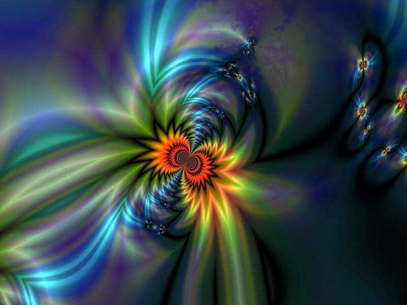 Colorful Fractal Spiral — Blue, Hypnotic, Abstract