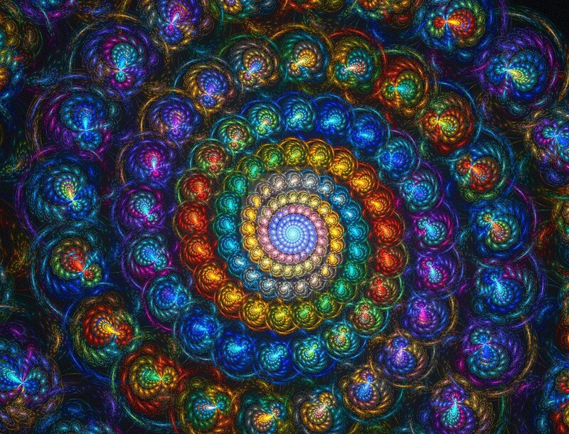 Colorful Fractal Spiral — Blue, Hypnotic, Digital Art, Colors, Patterns, Purple