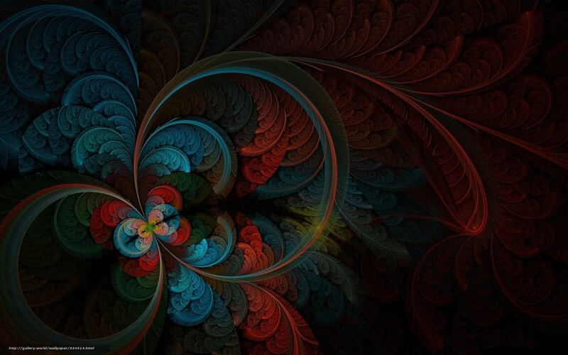 Colorful Fractal Spiral — Blue, Hypnotic, Digital Art, Colors