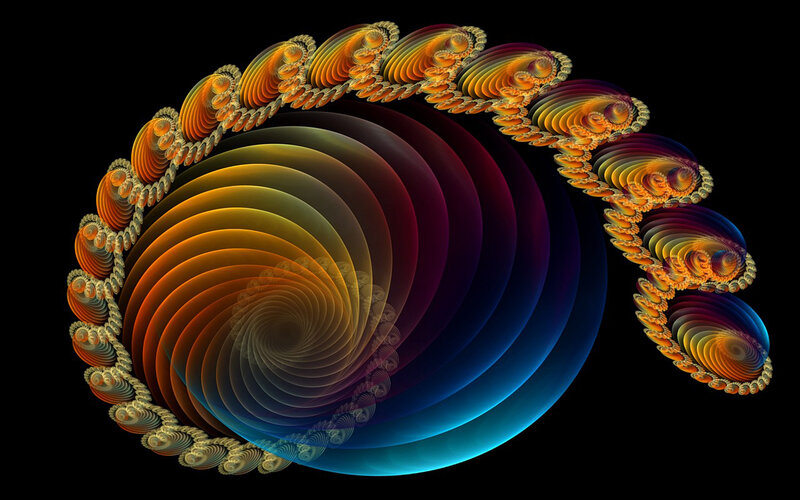 Colorful Fractal Spiral — Blue, Hypnotic