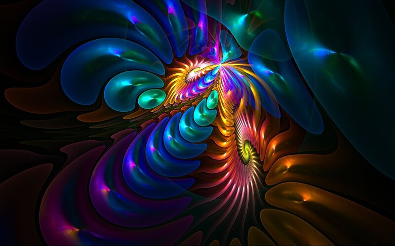 Colorful Fractal Spiral — Blue