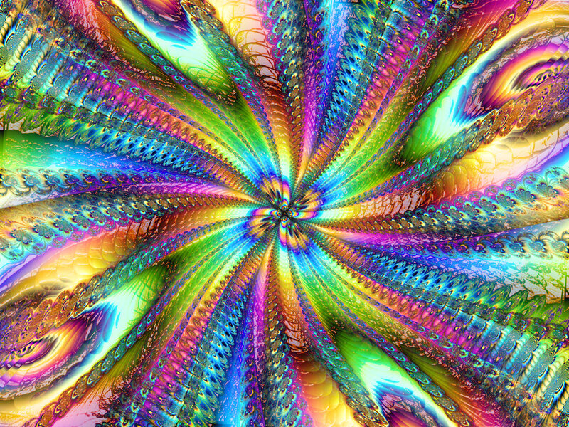 Colorful Fractal Spiral — Blue, Vibrant