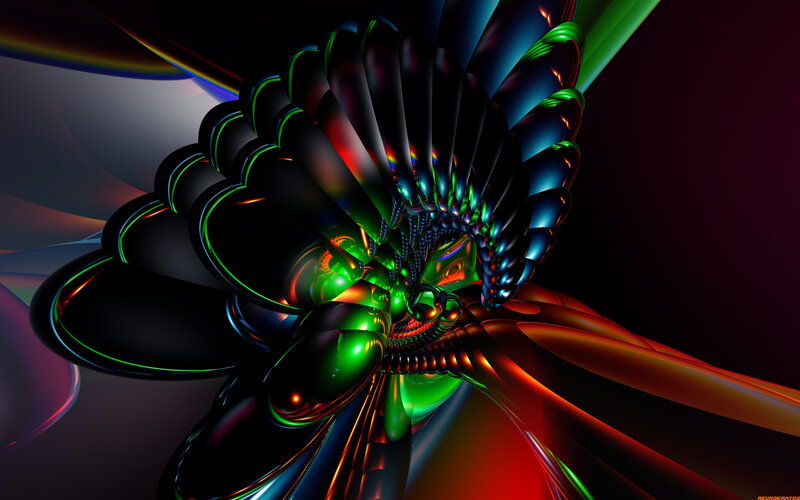 Colorful Fractal Spiral — Green, Dramatic