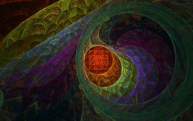 Colorful Fractal Spiral — Green, Hypnotic, Abstract, Colors