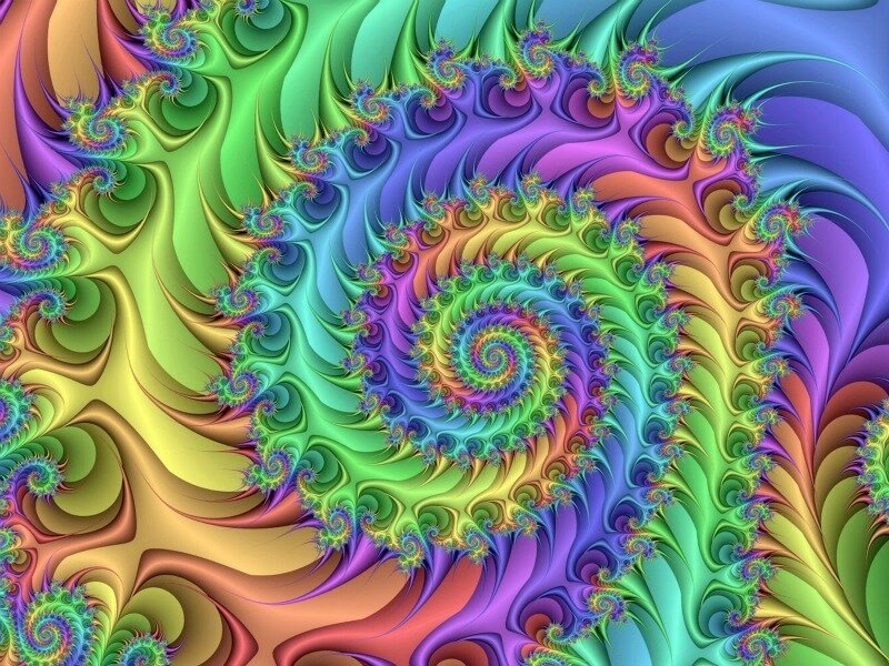 Colorful Fractal Spiral — Green