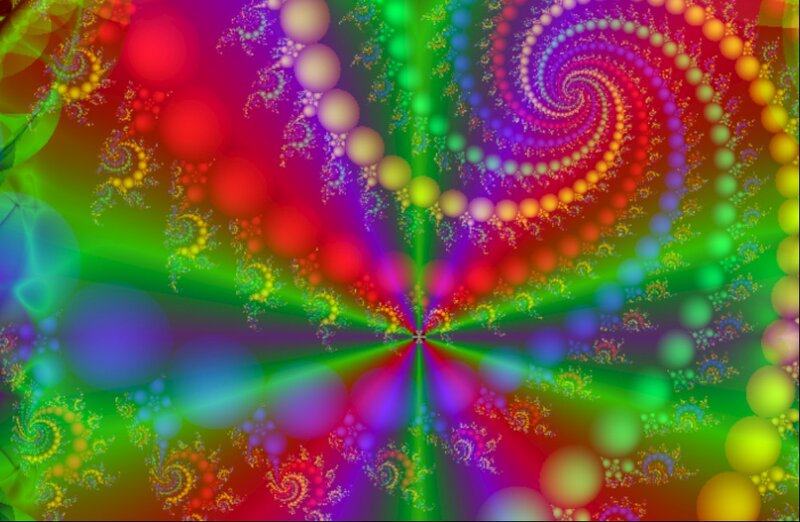 Colorful Fractal Spiral — Green, Vibrant