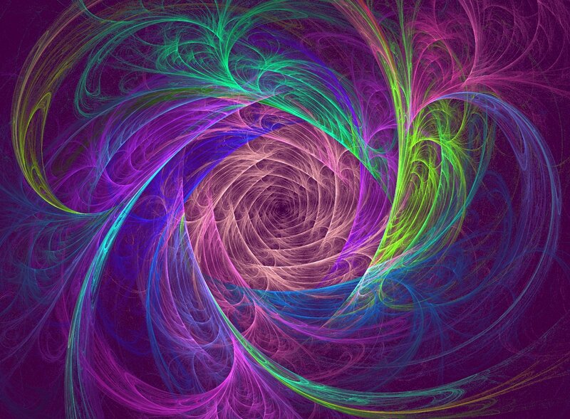 Colorful Fractal Spiral — Purple, Hypnotic, Abstract