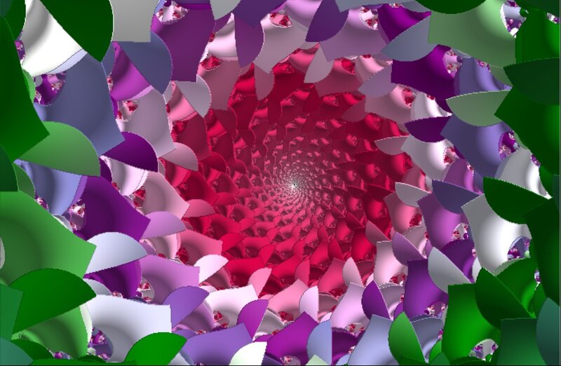 Colorful Fractal Spiral — Purple, Hypnotic, Digital Art, Petals