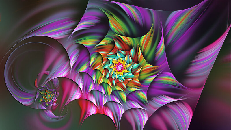 Colorful Fractal Spiral — Purple, Vibrant, Abstract, Colors