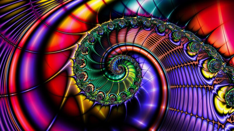 Colorful Fractal Spiral — Purple, Vibrant, Digital Art, Colors, Patterns