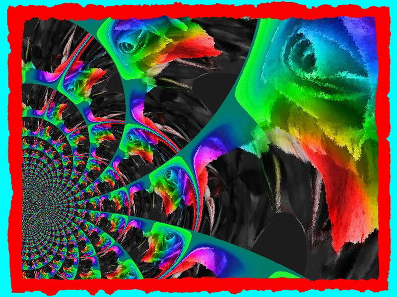 Colorful Fractal Spiral — Red
