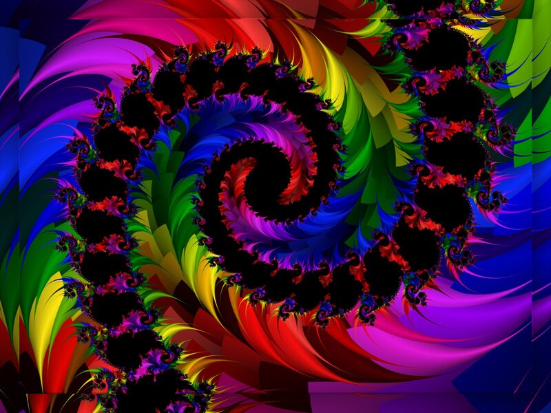 Colorful Fractal Spiral — Red, Vibrant, Abstract