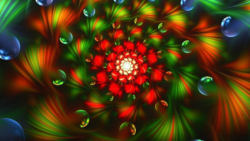Colorful Fractal Spiral — Red, Vibrant, Digital Art