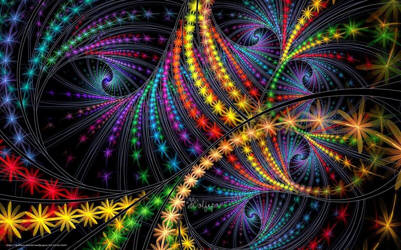 Colorful Fractal Spirals — Black, Vibrant