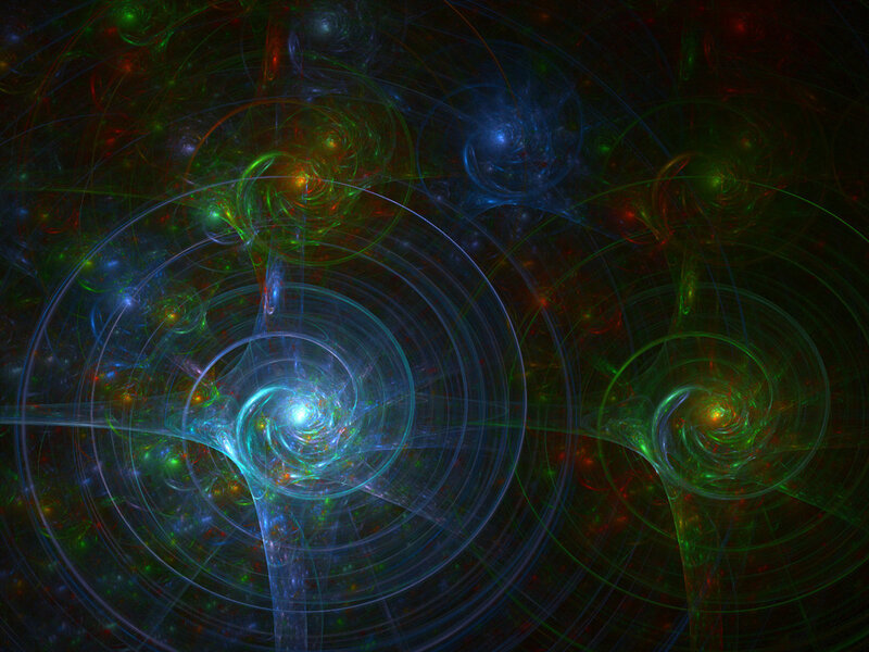 Colorful Fractal Spirals — Blue, Dynamic