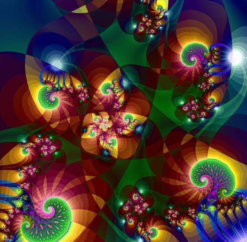 Colorful Fractal Spirals — Green