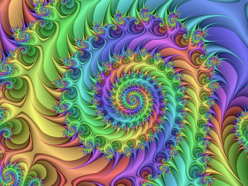 Colorful Fractal Spirals — Green, Vibrant, Abstract