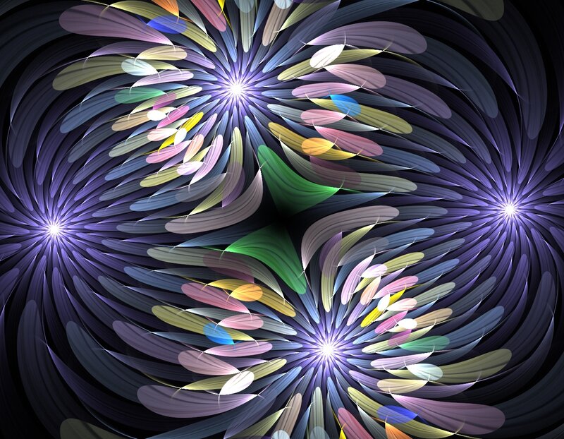 Colorful Fractal Spirals — Purple, Hypnotic, Abstract