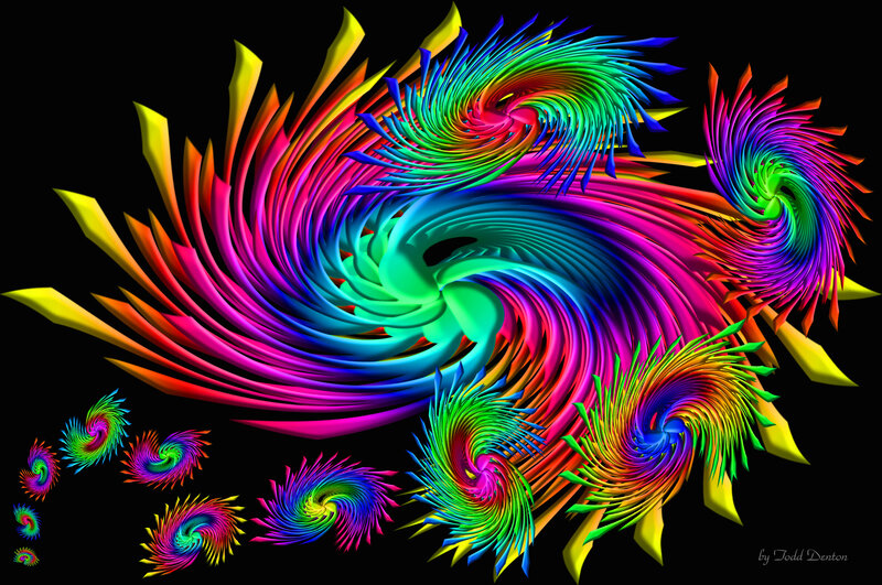 Colorful Fractal Spirals — Rainbow