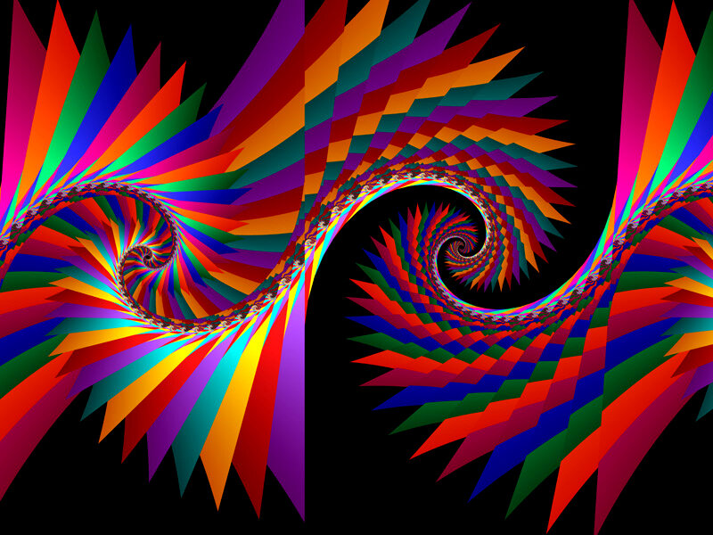 Colorful Fractal Spirals — Red, Vibrant