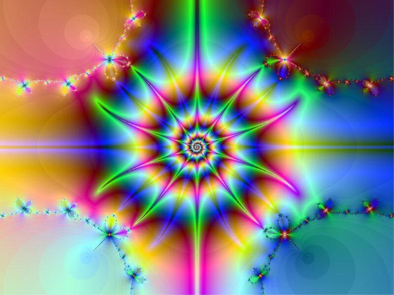 Colorful Fractal Star — Green, Vibrant
