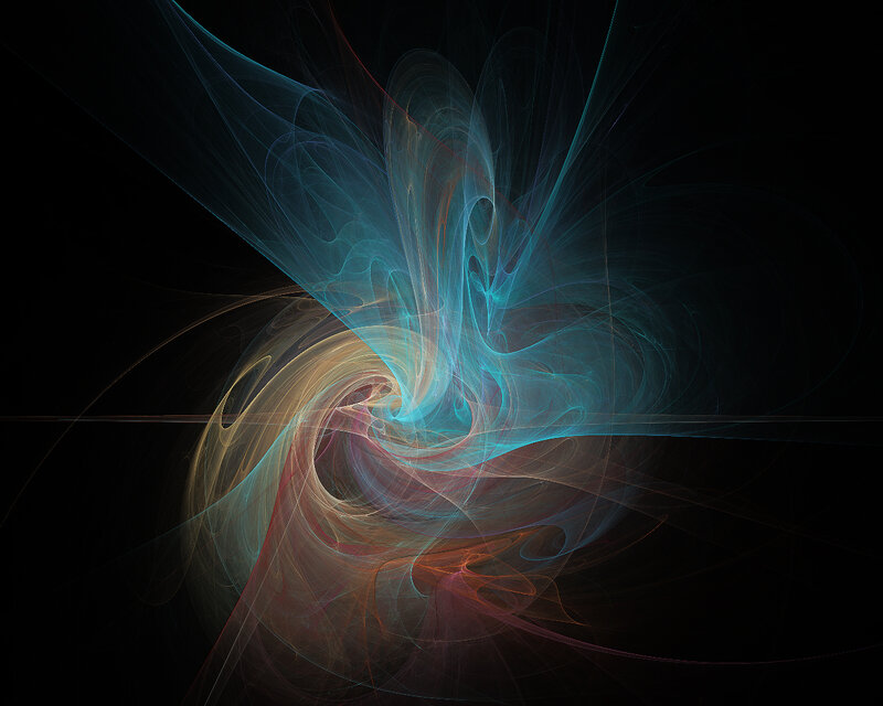 Colorful Fractal Swirl — Blue, Dynamic, Abstract