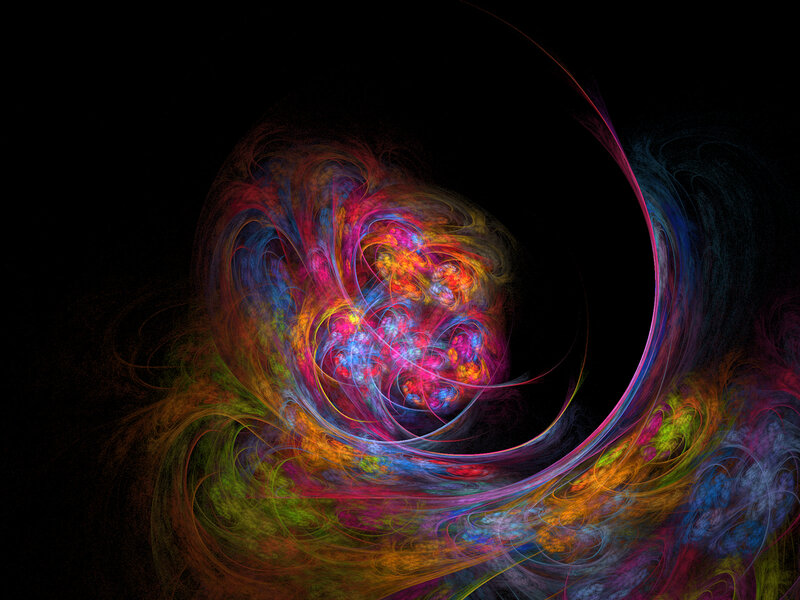 Colorful Fractal Swirl — Red, Dynamic, Abstract, Swirls, Light Trails