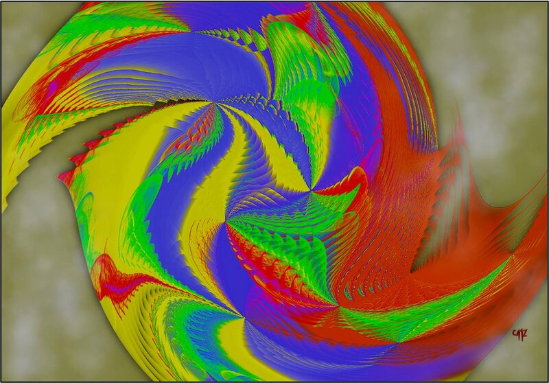 Colorful Fractal Swirl — Yellow