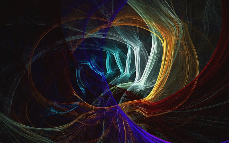 Colorful Fractal Swirls — Blue, Dynamic, Abstract