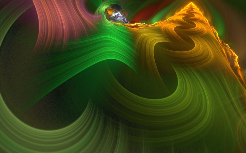 Colorful Fractal Swirls — Green, Dynamic, Abstract, Light