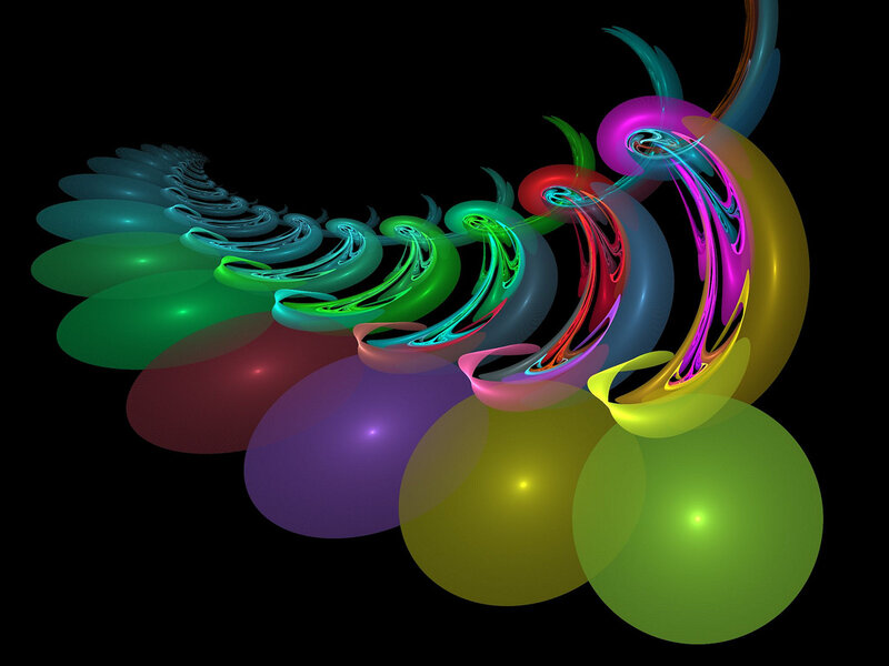 Colorful Fractal Swirls — Green, Dynamic, Abstract