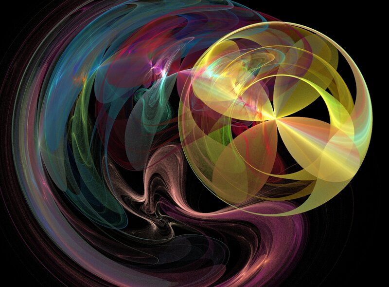 Colorful Fractal Swirls — Yellow