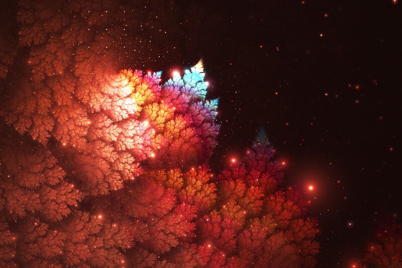 Colorful Fractal Tree — Red
