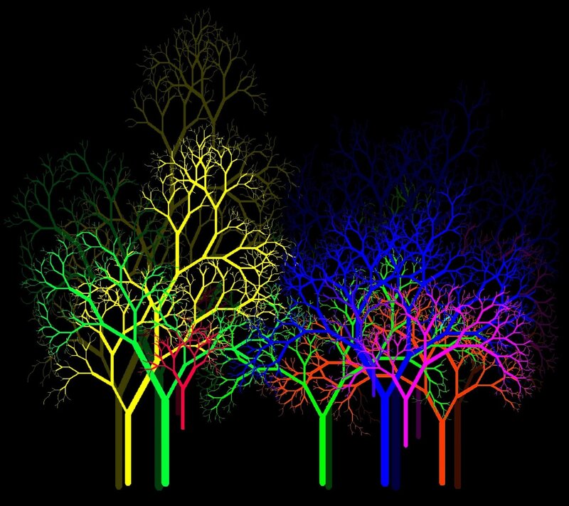Colorful Fractal Trees — Green
