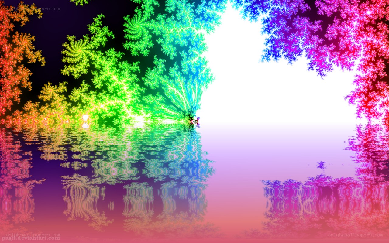 colorful fractal trees reflection
