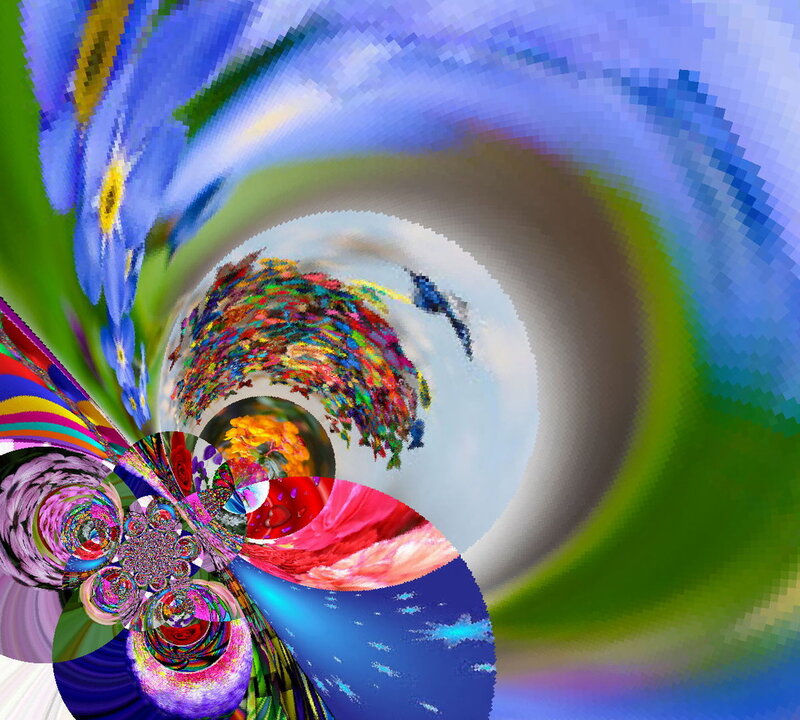 Colorful Fractal Tunnel — Blue, Chaotic