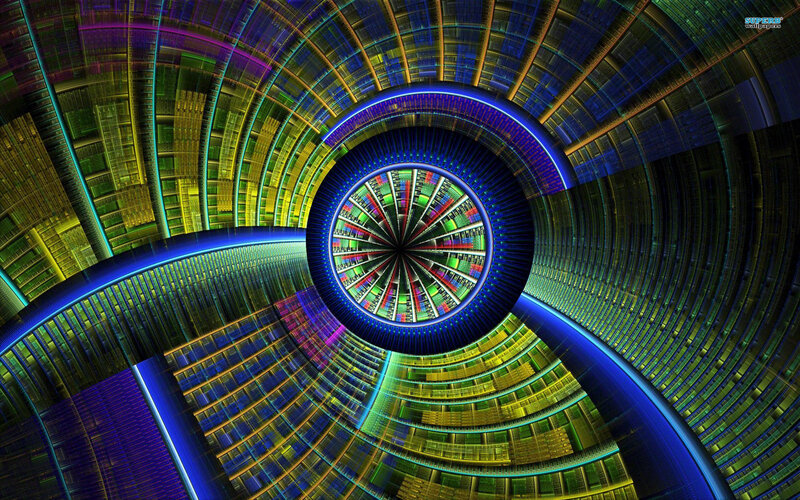 Colorful Fractal Tunnel — Blue