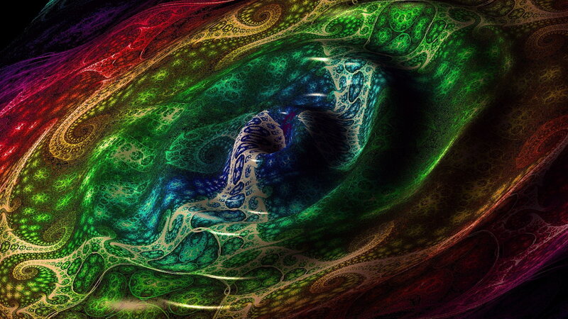 Colorful Fractal Tunnel — Green, Hypnotic