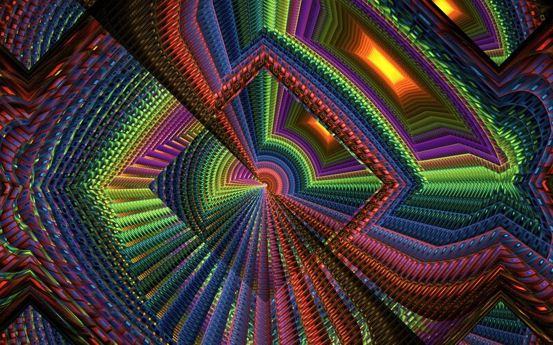 Colorful Fractal Tunnel — Red, Hypnotic