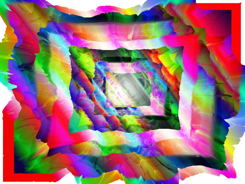 Colorful Fractal Tunnel — Red, Vibrant, Abstract