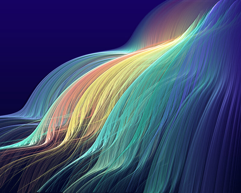Colorful Fractal Waves — Blue, Dynamic
