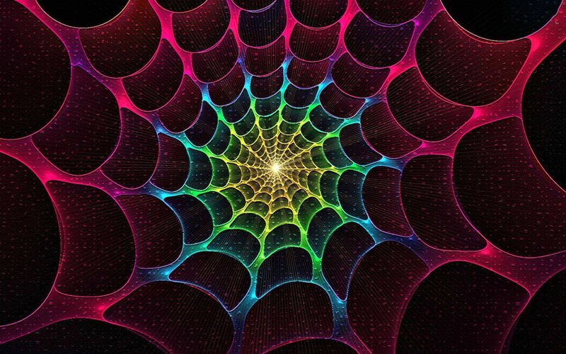 Colorful Fractal Web — Red