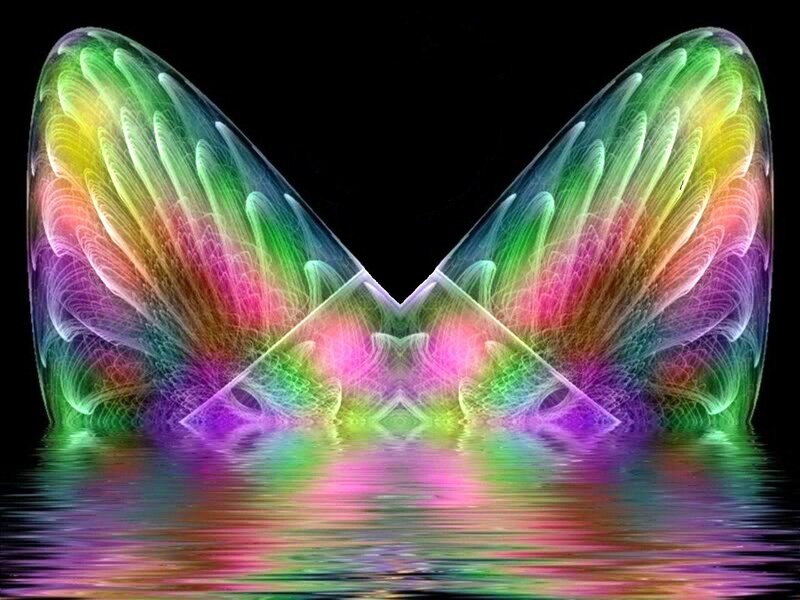 Colorful Fractal Wings — Green