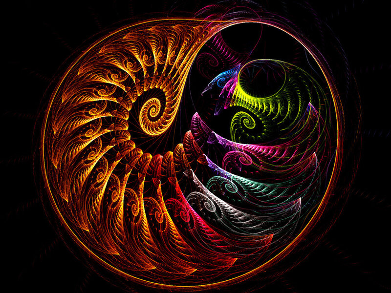 colorful fractal yin-yang
