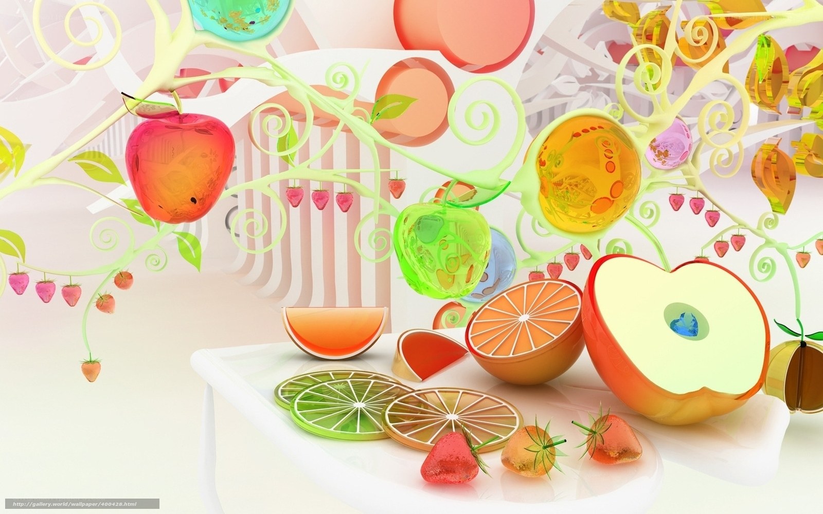 Colorful fruit fantasy scene
