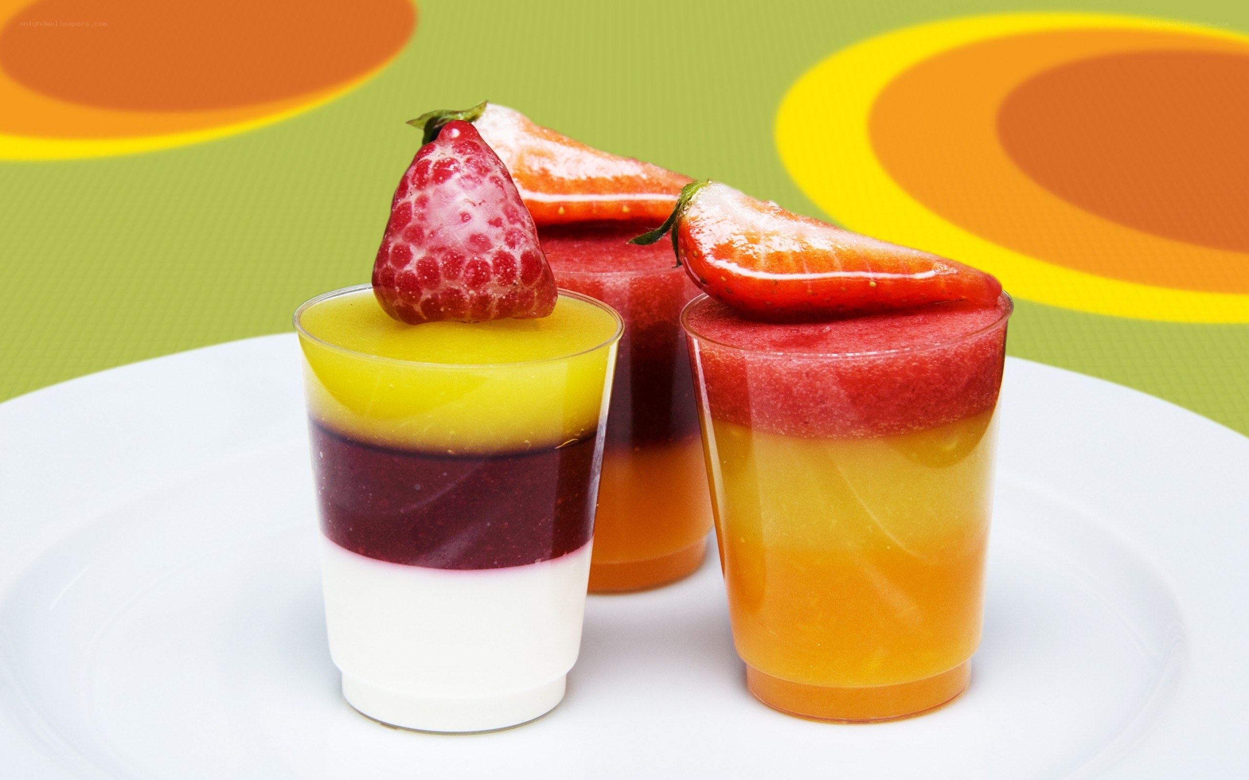 Colorful fruit gelatin cups