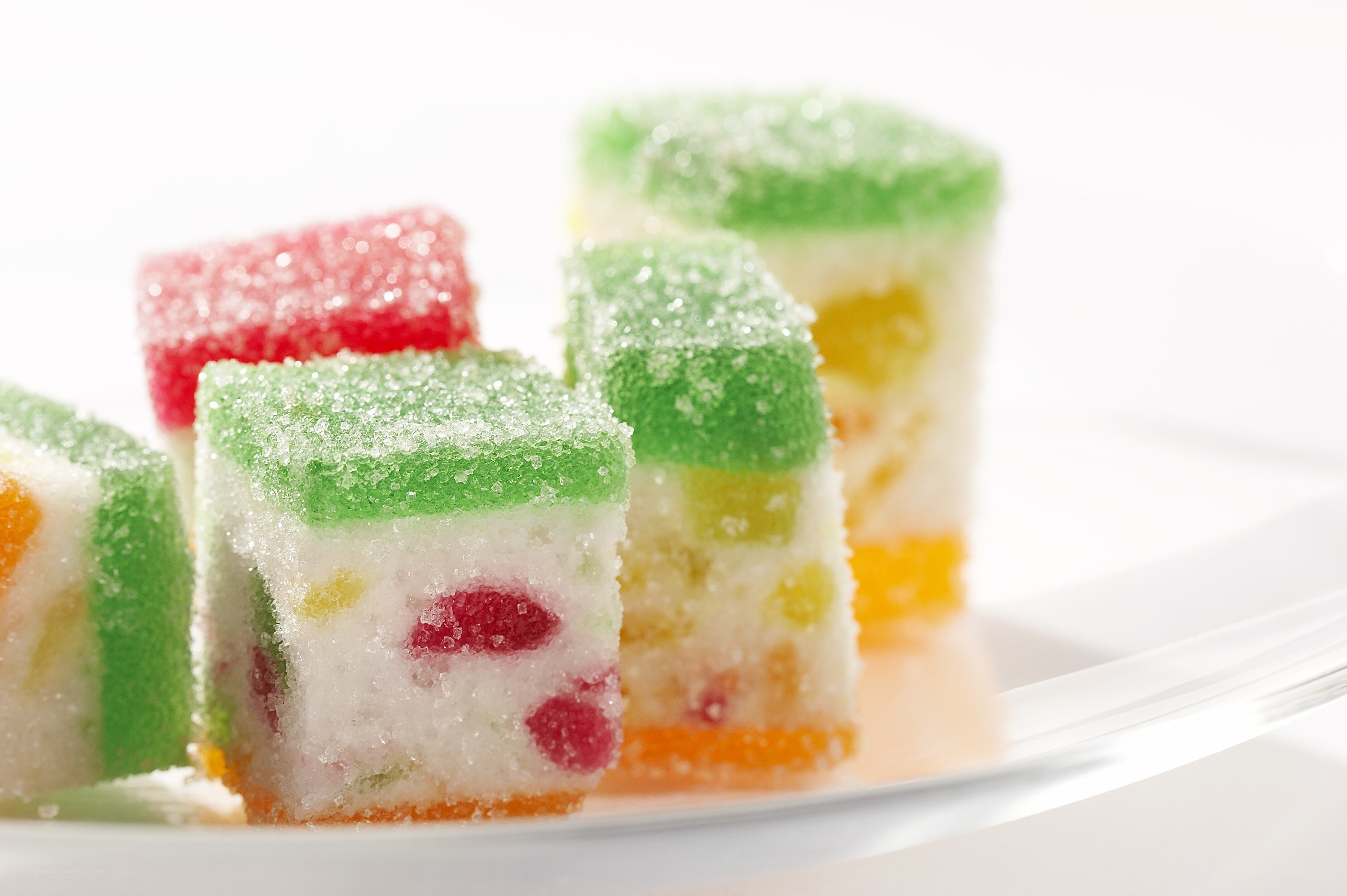 Colorful fruit jelly cubes