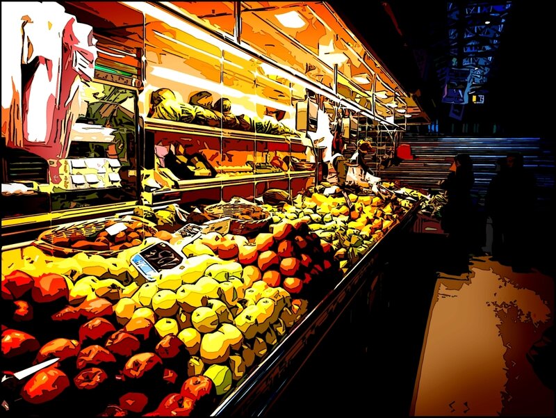 Colorful fruit market display