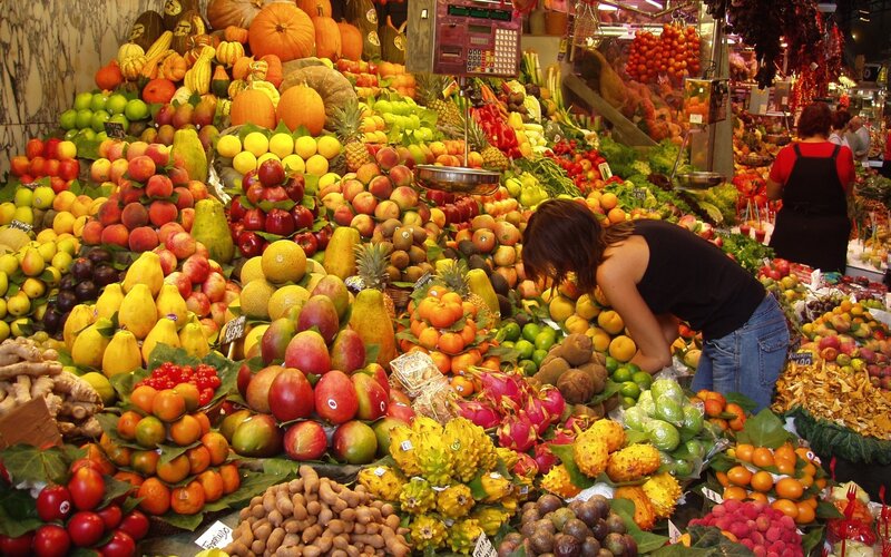 Colorful fruit market stall