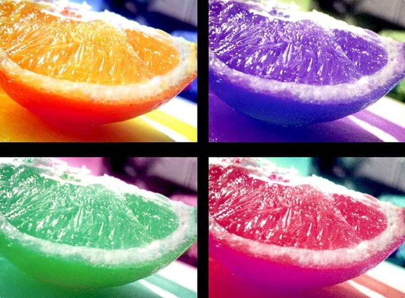 colorful fruit slices collage